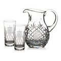 Medallion Crystal Water Pitcher & 2 Crystal Hiball Glasses